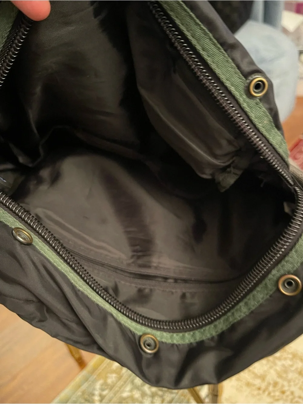 U.S. Polo Assn. Black and Olive Men’s Canvas Backpack with Brown Trim
